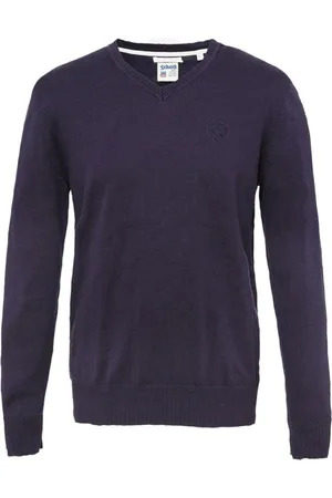 Schott NYC Homme, Sweatshirts et sweats à capuche, Bleu, Taille: S Pull 100% Coton Col V - Tons: les Bleus