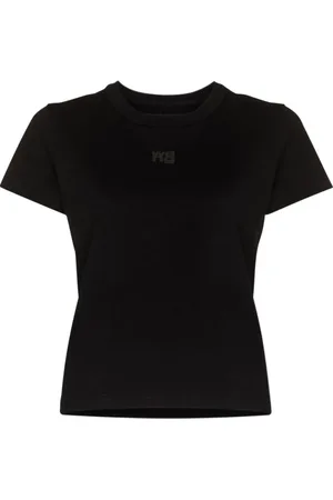 Alexander Wang Femme, Tops, Noir, Taille: 38 FR T-shirt Essential Logo noir avec col attaché