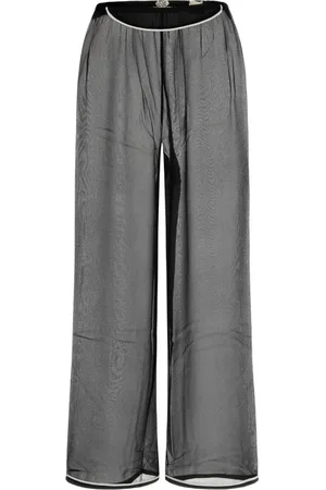 BODE Femme, Pantalons, Noir, Taille: 36 FR Pantalon Large en Soie Noire Élégant