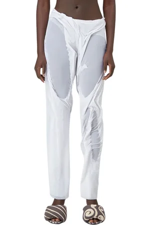 DI PETSA Femme, Pantalons, Blanc, Taille: 42 FR Pantalons