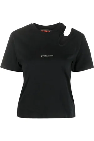 OTTOLINGER Femme, Tops, Noir, Taille: 36 FR T-shirt en coton noir avec détail découpé