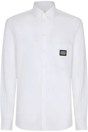 Dolce & Gabbana Homme, Chemises, Blanc, Taille: XL Chemises blanches avec logo en métal