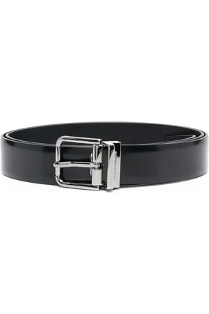 Dolce & Gabbana Homme, Accessoires, Noir, Taille: 120 CM Ceinture Noire avec Boucle Carrée