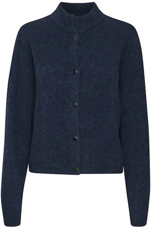 Gestuz Femme, Pulls, Bleu, Taille: 42 FR Cardigan en Tricot Doux avec Boutons