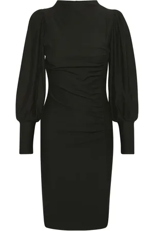 Gestuz Femme, Robes, Noir, Taille: 38 FR Robe Féminine avec Manches Bouffantes et Col Haut