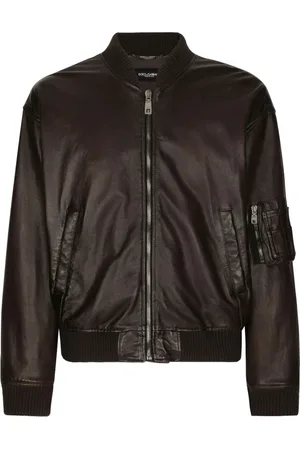 Dolce & Gabbana Homme, Vestes, Brun, Taille: L Manteaux Bomber en Cuir Marron