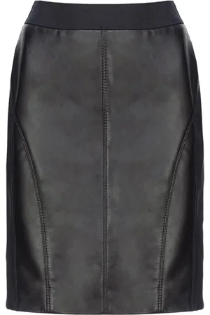 Pinko Femme, Jupes, Noir, Taille: 38 FR Jupe en cuir et tissu