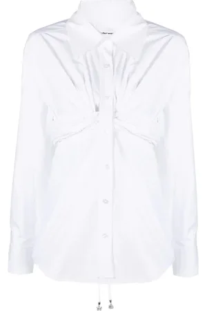 Alexander Wang Femme, Blouses et Chemises, Blanc, Taille: 36 FR Chemise à Manches Longues à Taille Froncée