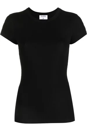 Filippa K Femme, Tops, Noir, Taille: 36 FR T-shirt Noir à Fines Côtes