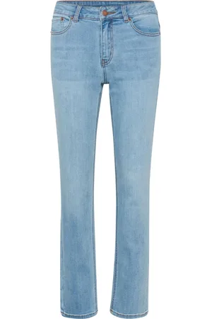 Kaffe Femme, Jeans, Bleu, Taille: 42 FR Jean droit élégant avec taille mi-haute et poches classiques