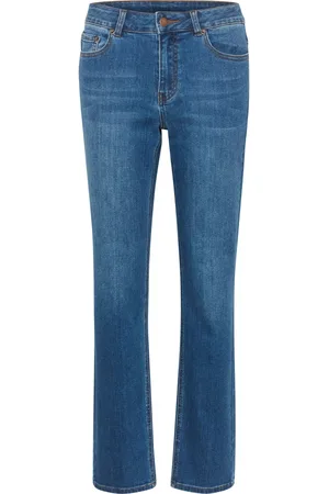Kaffe Femme, Jeans, Bleu, Taille: 42 FR Jean droit élégant avec taille mi-haute et poches classiques