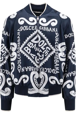 Dolce & Gabbana Homme, Vestes, Bleu, Taille: M Bomber en soie avec imprimé Marina