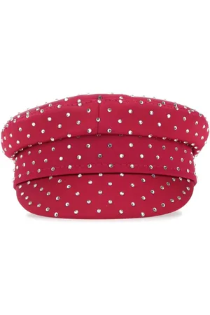 Ruslan Baginskiy Femme, Accessoires, Rouge, Taille: S Tyrian Purple Satin Baker Boy Hat