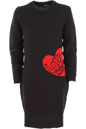 Moschino Femme, Robes, Noir, Taille: 40 FR Robe en laine à motif cœur