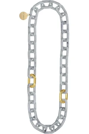 Vanessa Baroni Femme, Accessoires, Gris, Taille: ONE Size Collier en Aluminium Gris Marbré et Doré