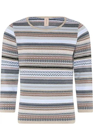Skovhuus Femme, Pulls, Multicolore, Taille: 40 FR Pull à Rayures en Bark Beige