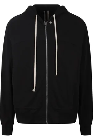 Rick Owens Homme, Sweatshirts et sweats à capuche, Noir, Taille: L Sweat à capuche zippé en jersey de coton