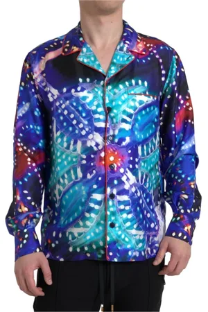 Dolce & Gabbana Homme, Chemises, Multicolore, Taille: L Chemise de Pyjama en Soie à Imprimé Psychédélique