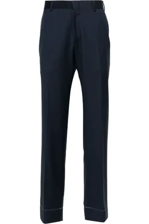 BRIONI Homme, Pantalons, Bleu, Taille: L Pantalon Bleu Marine à Fermeture Dissimulée