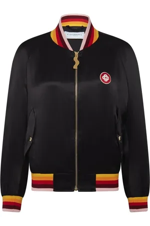 Casablanca Homme, Vestes, Noir, Taille: M Bomber en soie avec logo