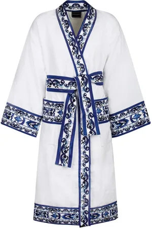 Dolce & Gabbana Femme, Vêtements de nuit et de détente, Blanc, Taille: 42 FR Barocco Logo Print Signature Peignoir