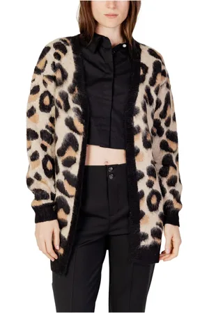 JACQUELINE DE YONG Femme, Pulls, Brun, Taille: 40 FR Leopard Print Cardigan