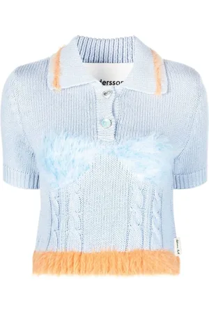 Andersson Bell Femme, Blouses et Chemises, Bleu, Taille: 36 FR Pulls à Col Clique Coupés