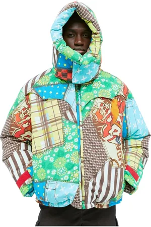 ERL Homme, Vestes, Multicolore, Taille: M Doudoune de Snowboard avec Motif Multiprint