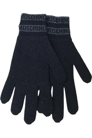 Moschino Femme, Accessoires, Noir, Taille: ONE Size Gants avec finitions en lurex et logo contrastant