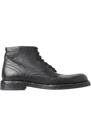 Dolce & Gabbana Homme, Chaussures, Noir, Taille: 43 EU Bottes en Cuir Noir