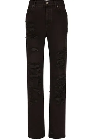 Dolce & Gabbana Femme, Jeans, Noir, Taille: 38 FR Jean taille haute et jambe droite