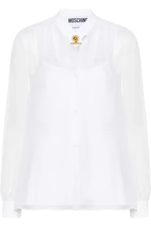 Moschino Femme, Blouses et Chemises, Blanc, Taille: 40 FR Top Blanc en Soie Transparente