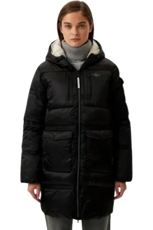 Aeronautica Militare Femme, Vestes, Noir, Taille: 42 FR Doudoune Longue