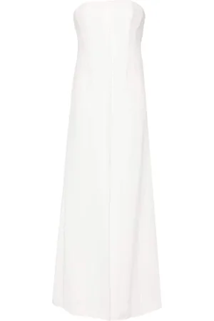 Alberta Ferretti Femme, Robes, Blanc, Taille: 38 FR Robe Blanche Sans Bretelles avec Détails Plissés