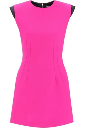 Dolce & Gabbana Femme, Robes, Rose, Taille: 38 FR Robe Rose en Soie avec Épaulettes Contrastées