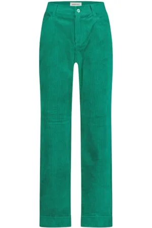 Fabienne Chapot Femme, Pantalons, Vert, Taille: 36 FR Pantalon Droit en Velours Côtelé