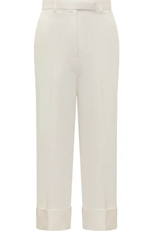 Thom Browne Femme, Pantalons, Blanc, Taille: 38 FR Pantalon Taille Haute