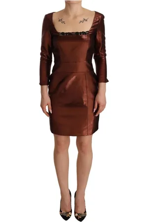 Gianfranco Ferré Femme, Robes, Brun, Taille: 36 FR Robe Mini à Col Carré avec Manches Longues