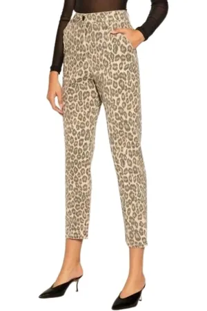 Twin-Set Femme, Pantalons, Brun, Taille: 36 FR Leopard Print Jeans droits