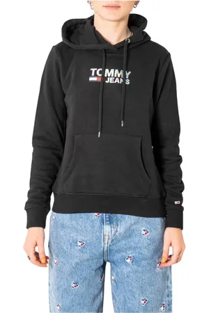 Tommy Hilfiger Femme, Sweatshirts et sweats à capuche, Noir, Taille: 36 FR Sweat à Capuche Imprimé Noir