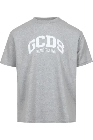 GCDS Homme, Tops, Gris, Taille: S Logo Loose T-Shirt en Coton à Col Rond