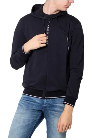 Armani Exchange Homme, Sweatshirts et sweats à capuche, Noir, Taille: XL Sweat à capuche noir à fermeture éclair