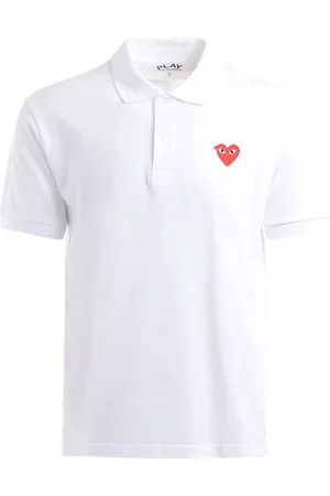 Comme des Garçons Homme, Tops, Blanc, Taille: M Polo Blanc avec Logo Cœur Rouge