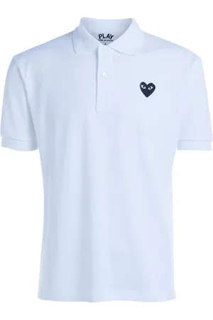 Comme des Garçons Homme, Tops, Blanc, Taille: XL Polo Blanc avec Cœur Noir