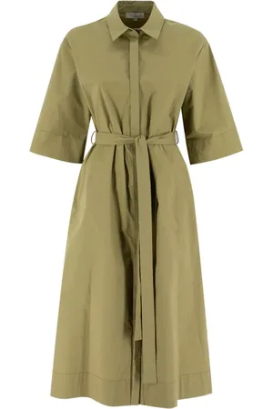 ANTONELLI Femme, Robes, Vert, Taille: 42 FR Robe en Coton Stretch avec Fermeture Boutonnée Dissimulée