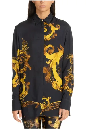 VERSACE Femme, Blouses et Chemises, Noir, Taille: 36 FR Chemise Aquarelle Abstraite Multicolore