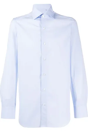 Finamore Homme, Chemises, Bleu, Taille: M Chemise en Coton Italienne