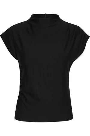 Gestuz Femme, Blouses et Chemises, Noir, Taille: 34 FR Haut Noir Élégant avec Effets Drapés