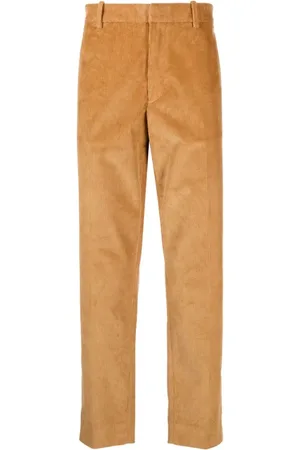 Moncler Homme, Pantalons, Brun, Taille: L Pantalon en Velours Côtelé avec Logo