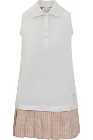 Thom Browne Femme, Robes, Blanc, Taille: 38 FR Robe Polo Plissée